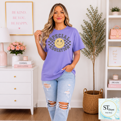 Special Education Smiley Face Teacher Shirt | Retro SPED Teacher Graphic Tee