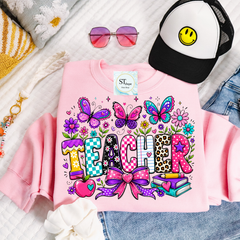 Colorful Butterfly Teacher Crewneck Sweatshirt | Cute Butterfly Floral Teacher Sweatshirt | Teacher Appreciation Gift | Back to School | Unisex S-5XL