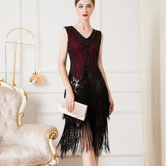 Sequin Beaded Cocktail Ball Dress