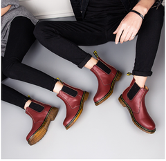 Autumn Style Thick-Heeled Cowhide Martin Boots for Women