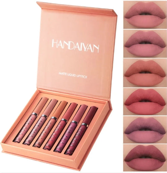 6 Piece Velvet Matte Lip Gloss Set